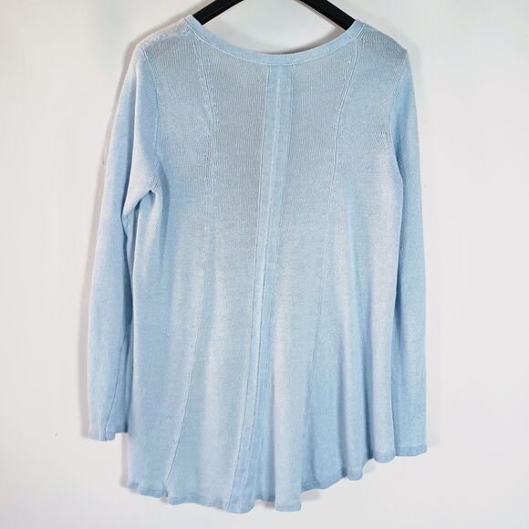 Eileen Fisher Sweater 100% Italian Linen Large Lightweight Drape Beachy Coastal - Picture 6 of 7